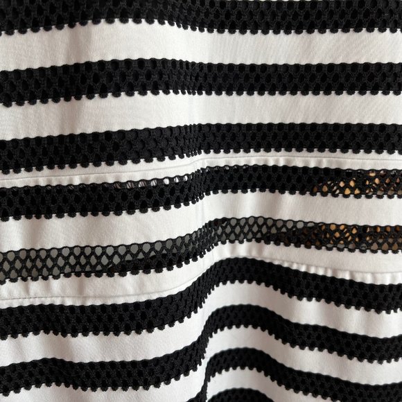 Xhilaration Women's Black and White Striped Dress with Mesh Details - Picture 3 of 3